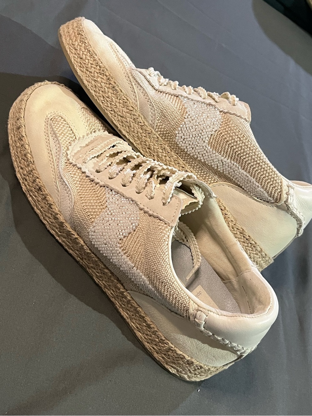 Dolce Vita Notice Espadrille Bead Sneakers, Cream/Jute/Beaded, Sz 8.5